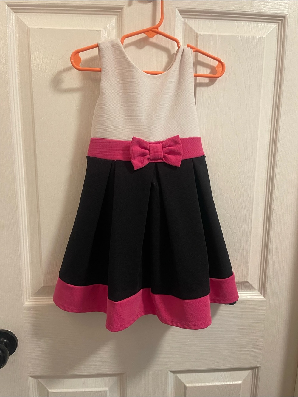 Sweet Heart Rose White, Black & Pink Bow-Trim Party Dress